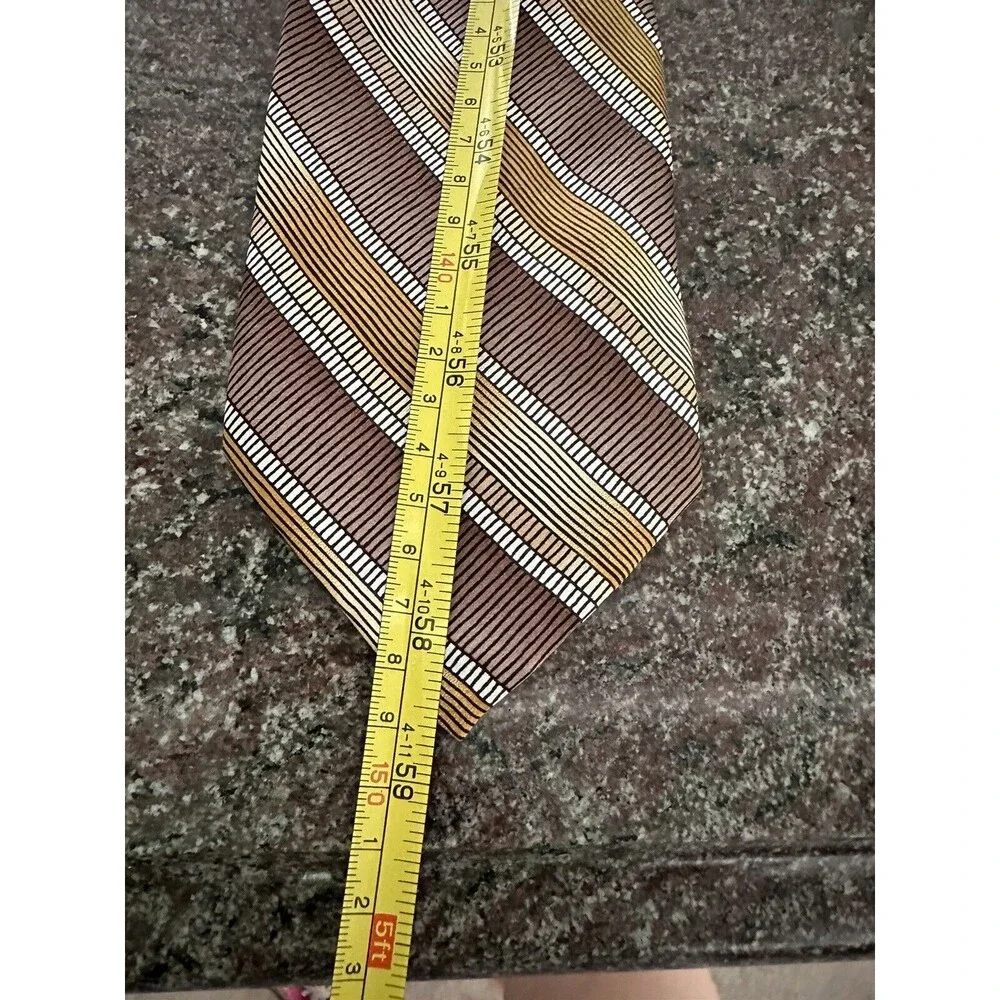 Brooks Brothers Silk‎ Mens Neck Tie Squared Ribbed Geo Ancient Long 58 inches 4w